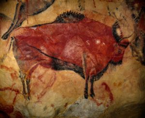 Bisonte pintado en la cueva de Altamira en Cantabria