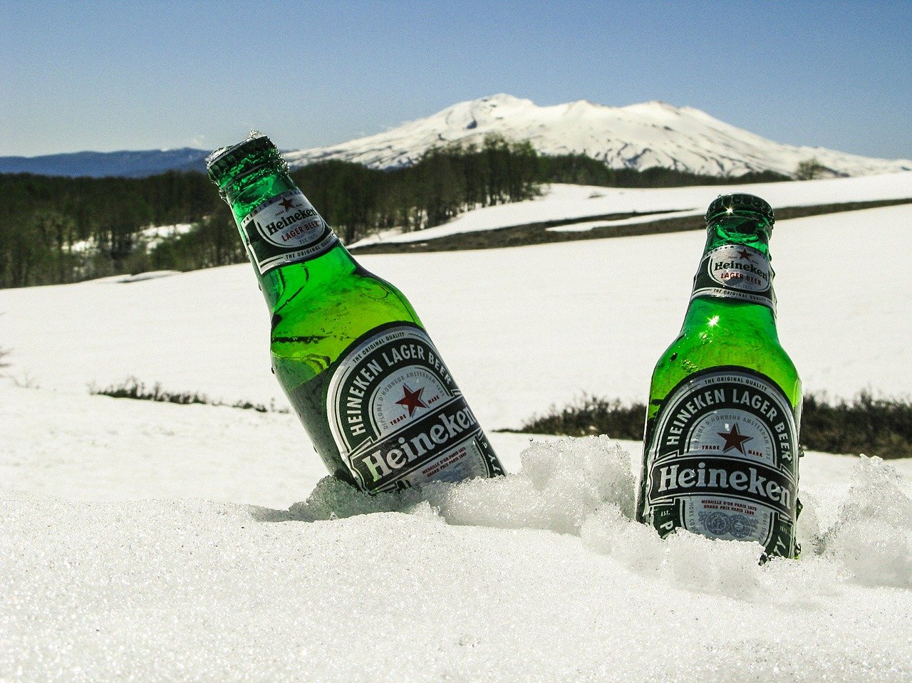 Heineken en la nieve